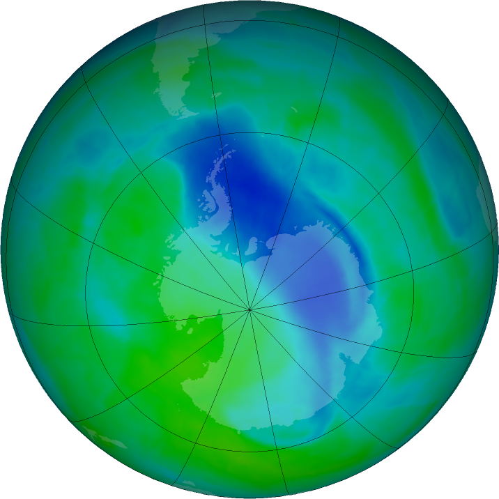 Antarctic ozone map for 17 December 2015